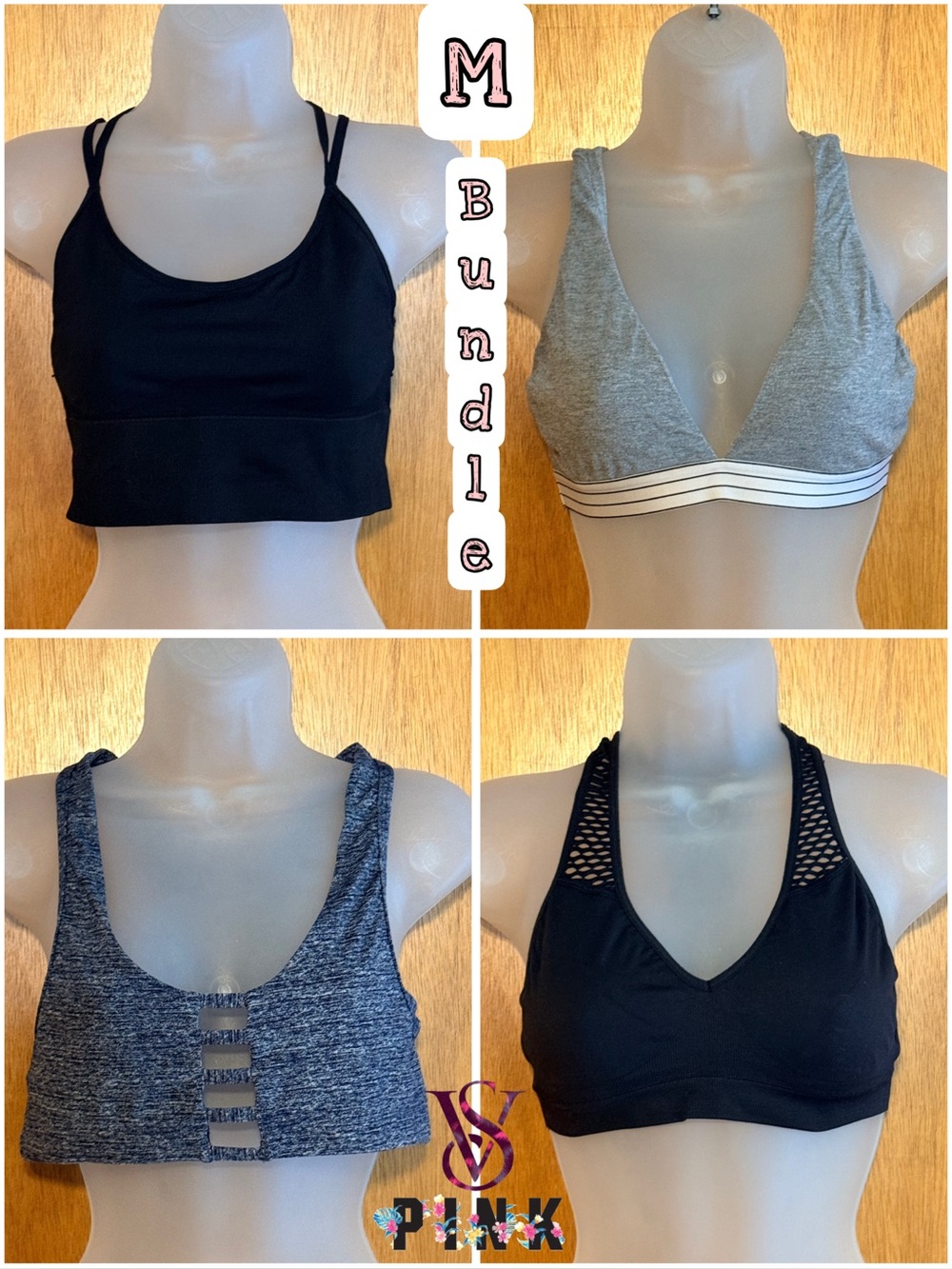 Everyday Sports Bra / Comfort Bralette Bundle sz M 4 Bras Included VS PINK
